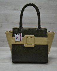 Молодіжна жіноча сумка Комбінована болотного кольору з оливковою ременем (Арт. 52208) | 1 шт.
