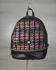 Молодежный рюкзак черный с клетчатой вставкой (Арт. 43902) | 1 шт.