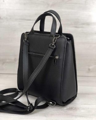 Молодежный каркасный сумка-рюкзак черного цвета со вставкой серебро (Арт. 44806) | 1 шт.