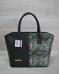 Классическая женская сумка «Две змейки» зеленая, зеленая змея (Арт. 11503) | 1 шт.