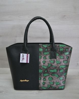 Класична жіноча сумка «Дві змійки» зелена, зелена змія (Арт. 11503) | 1 шт.