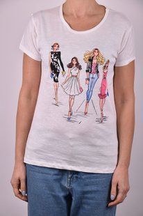 Футболка женская с рисунком "Cotton" (Арт. AR039/7) | 4 шт.