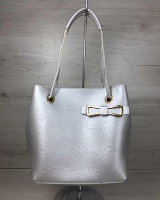 2в1 молодіжна сумка Бантик срібного кольору (Арт. 55011) | 1 шт.