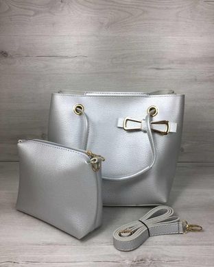 2в1 молодіжна сумка Бантик срібного кольору (Арт. 55011) | 1 шт.