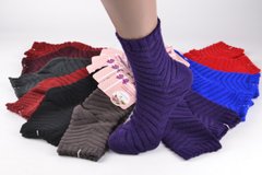 Жіночі вовняні шкарпетки з вибитим візерунком (арт. A138-13) | 12 пар