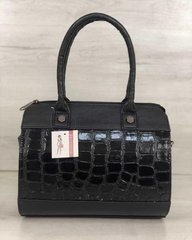 Женская сумка Маленький Саквояж черный лаковый крокодил (Арт. 32006) | 1 шт.