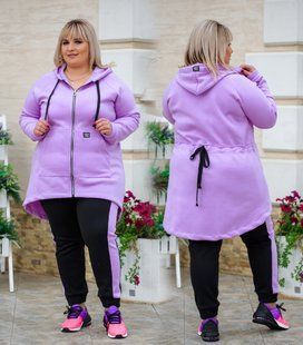 Спортивный костюм женский на флисе БАТАЛ (Арт. KL370/B/Lavender)