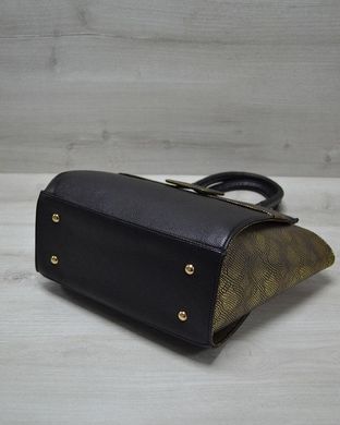 Молодежная женская сумка Комбинированная черного цвета с золотым ремнем (Арт. 52206) | 1 шт.