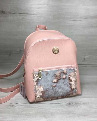 Молодіжний рюкзак «Бонні» з паєтками пудровий кольору (Арт. 44410) | 1 шт.