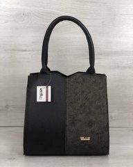 Классическая женская сумка Треугольник черного цвета со вставкой золото (Арт. 31715) | 1 шт.