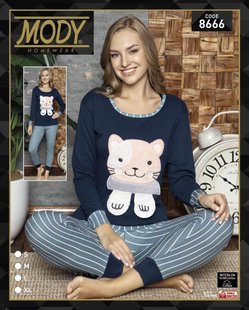 Пижама женская "Кофта & Штаны" COTTON (Арт. R8666) | 4 шт.