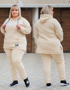 Спортивный костюм женский на флисе БАТАЛ (Арт. KL371/B/Milk)