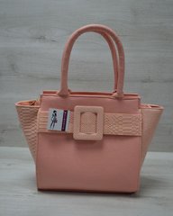 Молодежная женская сумка Комбинированная пудрового цвета с пудровым ремнем (Арт. 52210) | 1 шт.