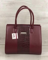 Женская сумка Бочонок бордового цвета со вставкой бордовый крокодил (Арт. 31622) | 1 шт.