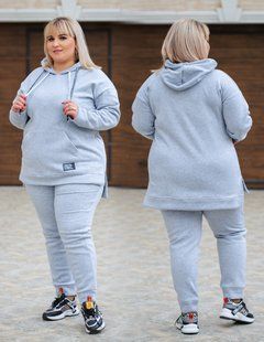 Спортивный костюм женский на флисе БАТАЛ (Арт. KL371/B/Blue)