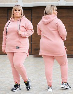 Спортивный костюм женский на флисе БАТАЛ (Арт. KL371/B/Pink)