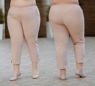 Брюки женские с карманами Батал (Арт. KL354/B/Beige)