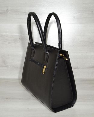 Жіноча сумка Бочонок чорного кольору з замшевого вставкою (Арт. 31609) | 1 шт.