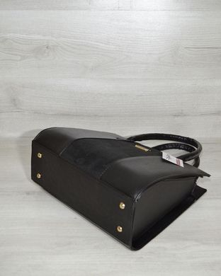 Женская сумка Бочонок черного цвета с замшевой вставкой (Арт. 31609) | 1 шт.