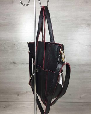 Молодіжна жіноча сумка Мілана з класичним ременем чорна з червоними торцями (Арт. 54926) | 1 шт.