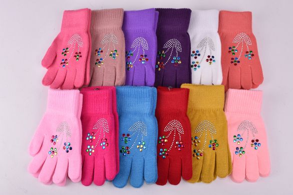Перчатки детские на девочку "КОРОНА" (Арт. LKE5661/S) | 12 пар