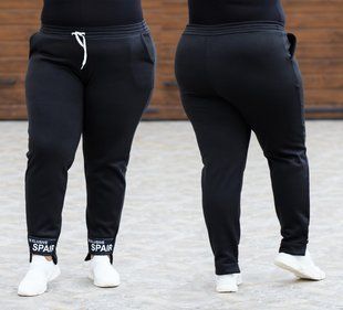 Спортивні штани жіночі на флісі Батал (Арт. KL374/B/Black)