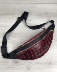 Женская сумка Бананка на два отделения красный крокодил (Арт. 60903) | 1 шт.