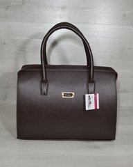 Каркасная женская сумка Саквояж коричневый гладкий материал (Арт. 31122) | 1 шт.