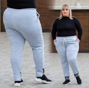 Спортивні штани жіночі на флісі Батал (Арт. KL374/B/Gray)