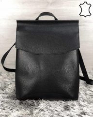 Кожаный молодежный сумка-рюкзак черного цвета