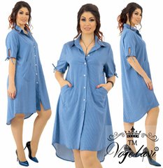 Женское платье-рубашка в полоску (Арт. KL156/Blue)