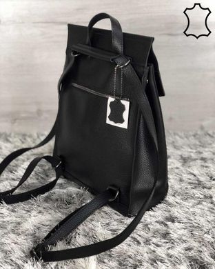 Кожаный молодежный сумка-рюкзак черного цвета