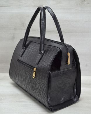 Каркасна жіноча сумка Саквояж чорний крокодил (Арт. 31120) | 1 шт.