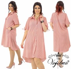 Женское платье-рубашка в полоску (Арт. KL156/Pink)