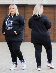 Спортивный костюм женский на флисе БАТАЛ (Арт. KL376/B/Black)