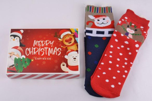 Шкарпетки Жіночі Махрові "Merry Christmas" у подарунковій упаковці (Aрт. Y105/2) | 1 компл.