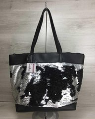 Жіноча сумка Лейла чорного кольору з двосторонніми паєтками срібло-чорний (Арт. 55353) | 1 шт.