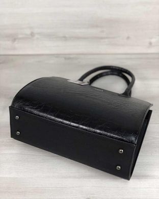 Жіноча сумка Бочонок чорного кольору зі вставкою чорний крокодил (Арт. 31627) | 1 шт.