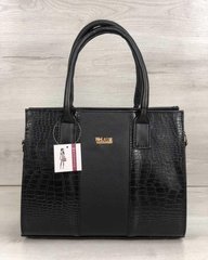 Каркасная женская сумка Селин черного цвета со вставками черный крокодил (Арт. 31216) | 1 шт.