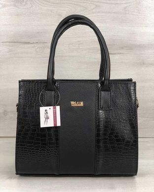 Каркасна жіноча сумка Селін чорного кольору зі вставками чорний крокодил (Арт. 31216) | 1 шт.