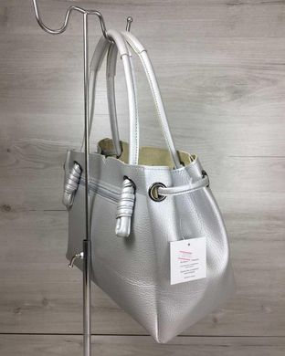 Молодіжна жіноча сумка-шоппер Евелін срібного кольору (Арт. 20111) | 1 шт.
