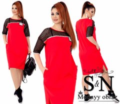 Женское платье с карманами "Батал" (KL220/B/Red)