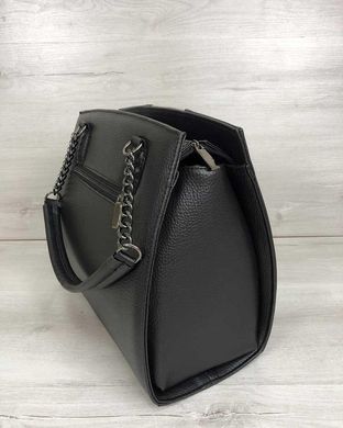 Каркасна жіноча сумка Адела чорного кольору зі вставкою сірий лак (Арт. 32101) | 1 шт.