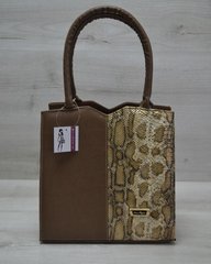 Класична жіноча сумка Трикутник кавового кольору з кавової змією (Арт. 31701) | 1 шт.