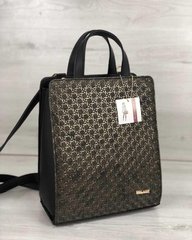 Молодежный каркасный сумка-рюкзак черного цвета со вставкой золото (Арт. 44808) | 1 шт.