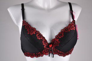 Бюстгальтер на поролоне "Кружево" (VS8121/Black/Red) | 6 шт.