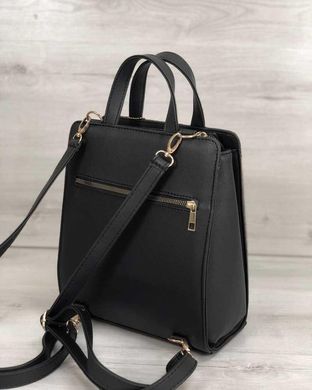 Молодежный каркасный сумка-рюкзак черного цвета со вставкой золото (Арт. 44808) | 1 шт.