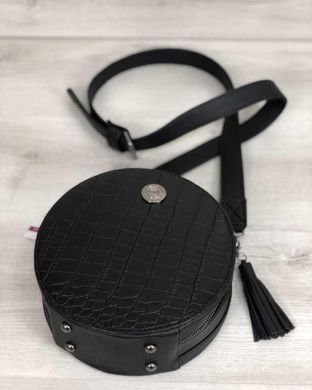 Стильна жіноча сумка Бріджит чорного кольору зі вставкою чорний крокодил (Арт. 32304) | 1 шт.