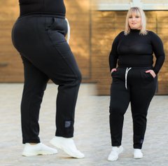 Спортивные штаны женские на флисе БАТАЛ (Арт. KL378/B/Black)