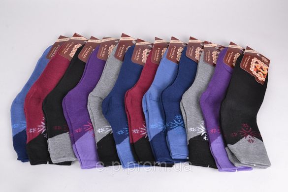Жіночі махрові термошкарпетки з візерунком. 37-41 (HB11) | 12 пар